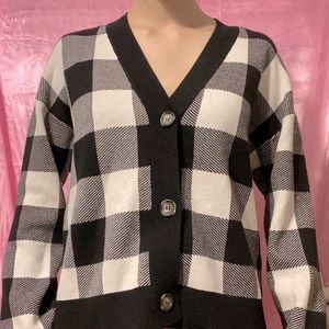 Y2K Preppy THICC Black Gingham Cardigan